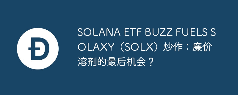 SOLANA ETF BUZZ FUELS SOLAXY（SOLX）炒作：廉价溶剂的最后机会？